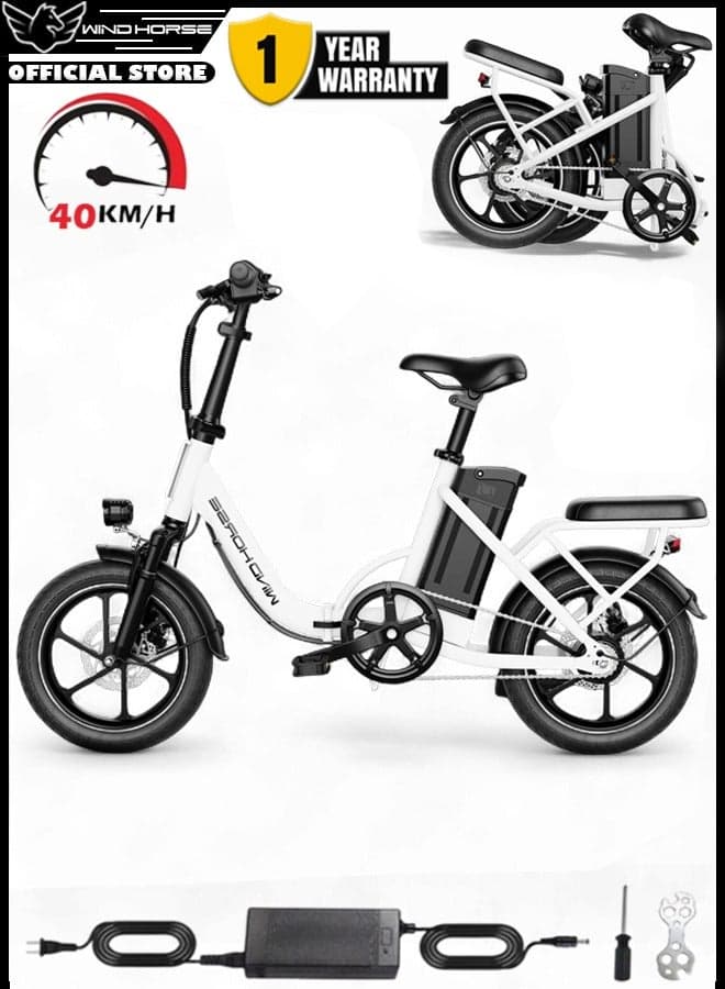 W2B Folding Electric Bike with 350W High Speed Motor, 36V 8AH Battery, 40 KM/H Speed, 35 KM Range, Dual Disk Brakes, Carbon Alloy Frame, 16-Inch Tires, Front Suspension Fork, Portable Electric Scooter with Dual Seat