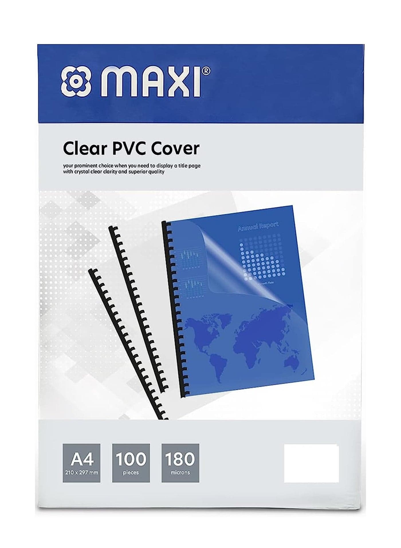100-Piece Clear Binding Cover A4 Size 180 Micron Thickness