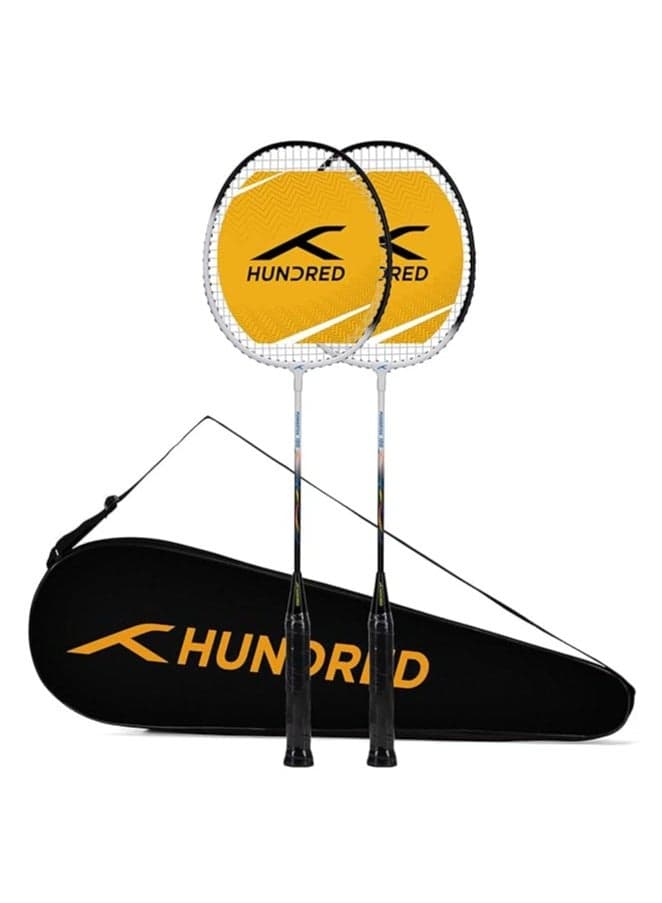 Powertek 100 (Set of 2) Badminton Racquet with Full Cover (Size: Standard, Grip Size: G5) | Strung | Material: Aluminium | Maximum Tension: 16-18lbs | for Intermediate player