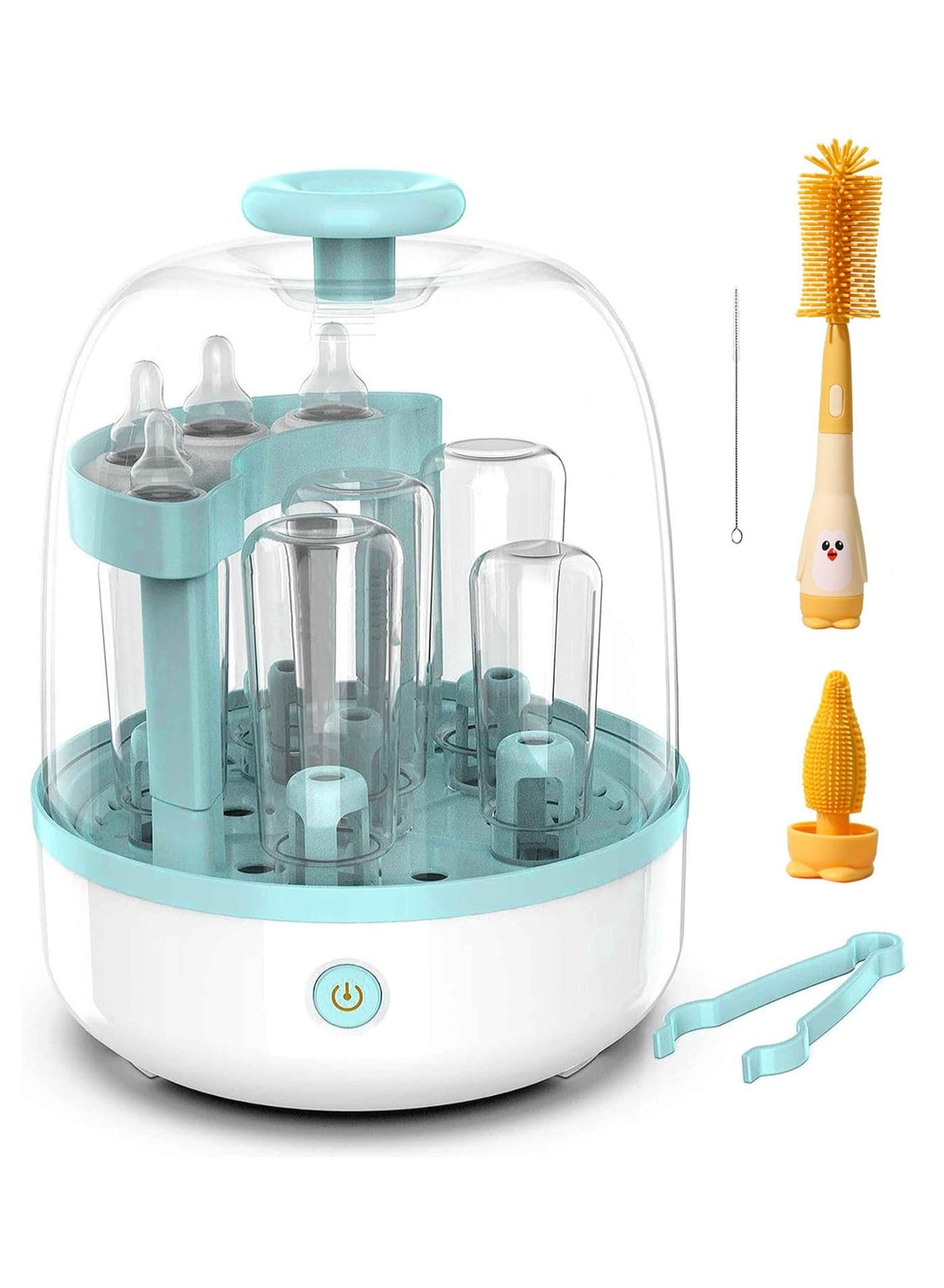 Bottle Sterilizer, Double Layer Baby Bottle Steam Sterilizer Sanitizer with Cleaning Brush Set For for Baby Bottles, Pacifiers , Large Capacity And 99.99% Cleaned In 8 Mins, 360 Degree High Temperature