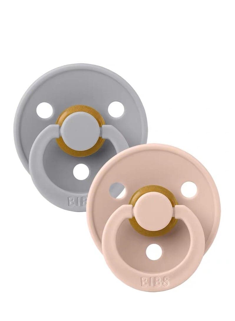 BIBS Baby Pacifiers | 2-Pack Soothers | BPA-Free Round Nipple | Made in Denmark | Super Soft Bite Resistance | Sleep Anti-Flatulence | Baby Teething Toy | Cloud and Blush