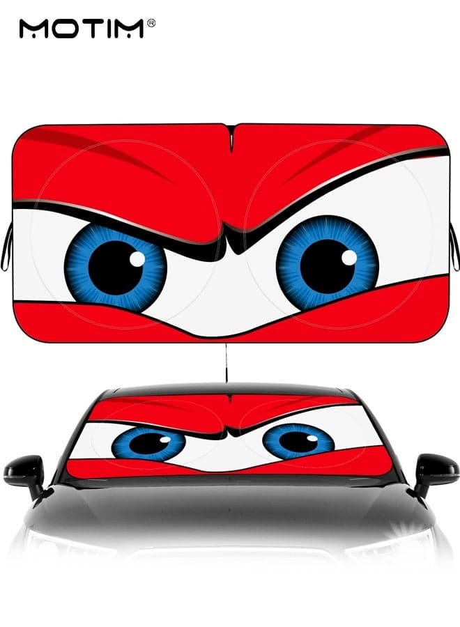 Car Windshield Sun Shade, 100% Blackout Car Front Windsow Shades Umbrella, Automotive Sun Visor Block Heat Insulation Protection, Car Accessories, (Red)