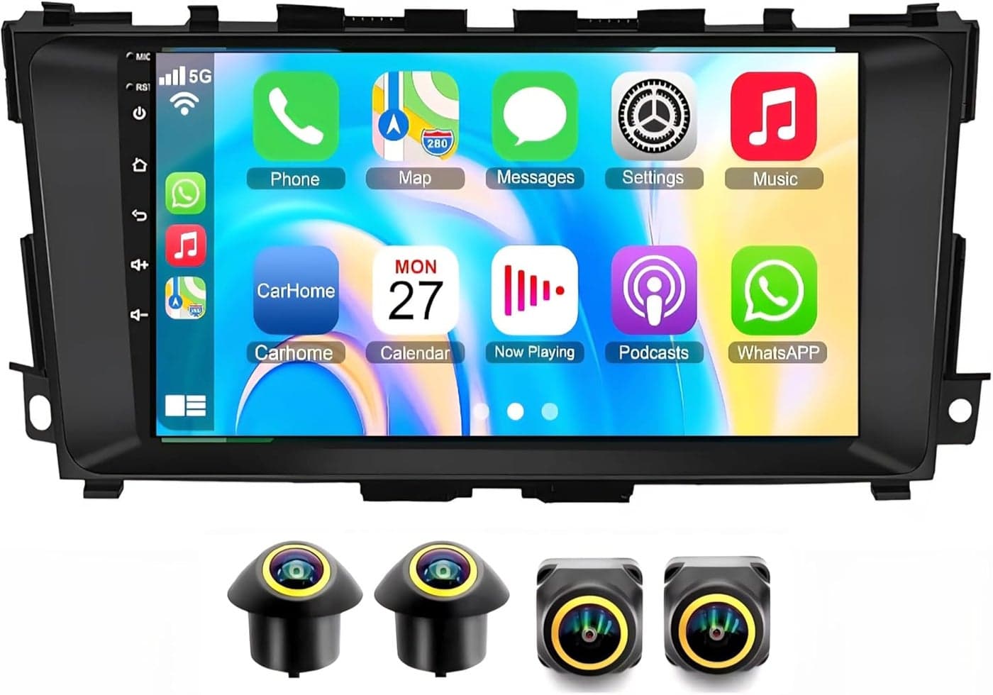 Nissan Altima Car Stereo Altima Android Screen 2013-2018 With Apple Carplay Android Auto Wireless WiFi DSP FM&AM BT AHD Camera Included Fast Interface QLED (4+32GB 360D Cameras)