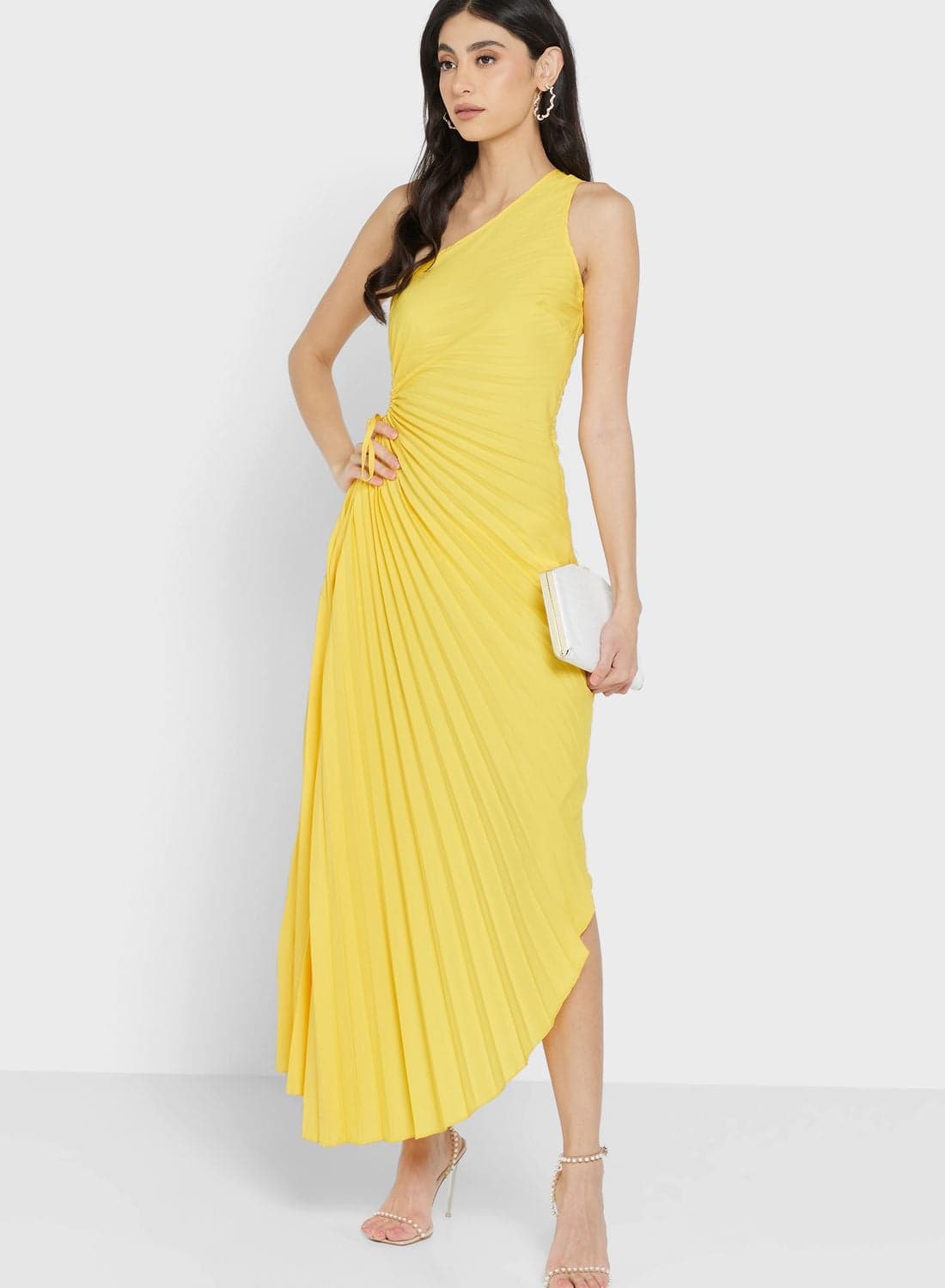 Pleated One-Shoulder Dress