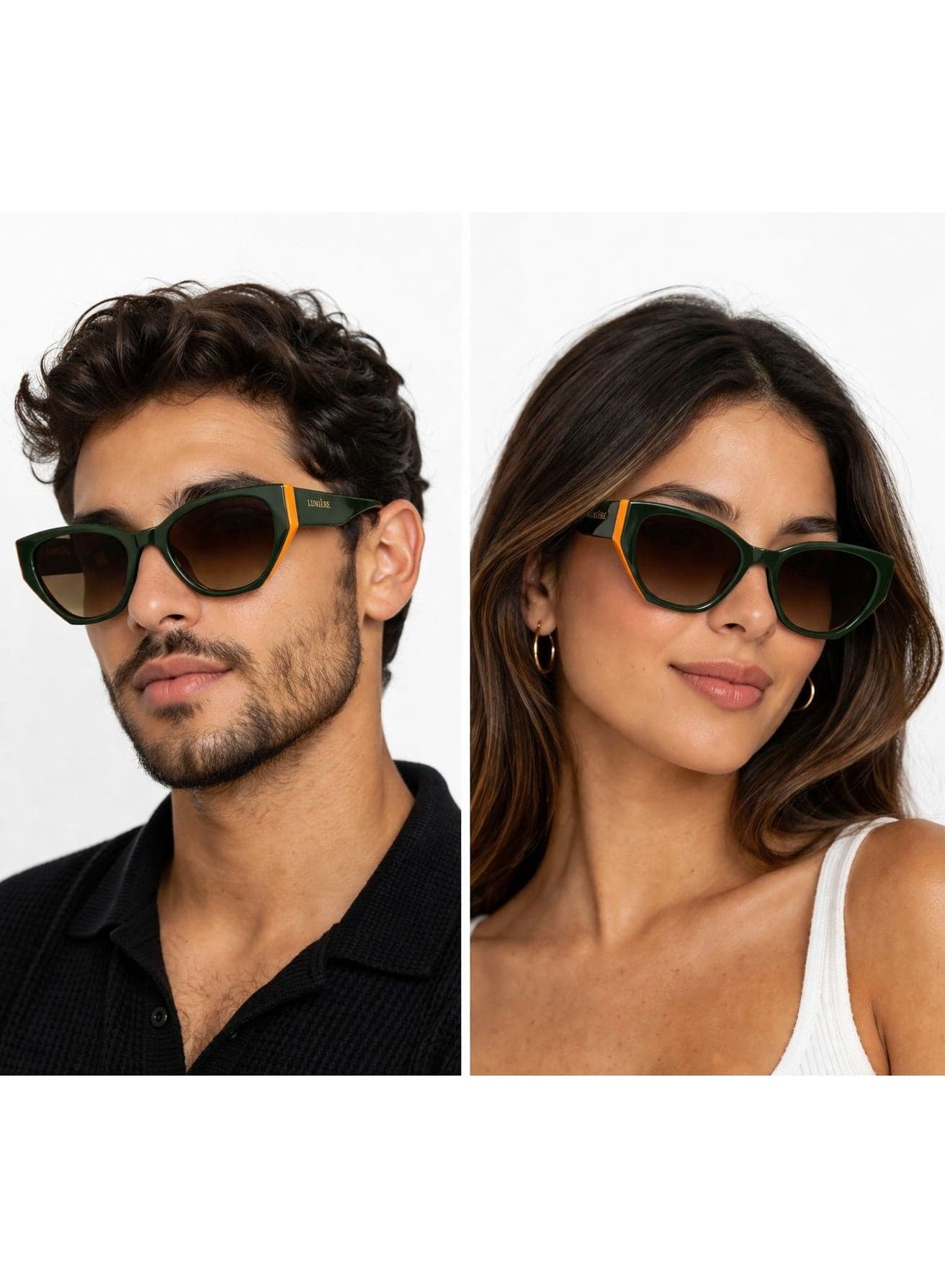 Cat Eye Sunglasses for Women & Men – UV400 Protection, Green Frame with Brown Gradient Lenses, Stylish Retro Designer Eyewear