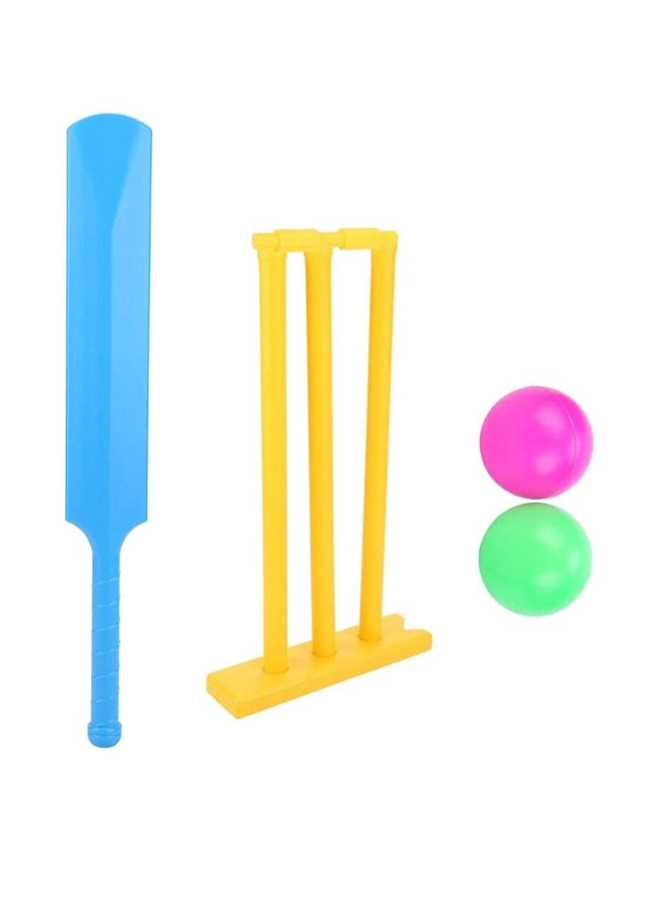 Kids Plastic Cricket Set – Bat, Stumps & 2 Balls – Outdoor Sports Play Set