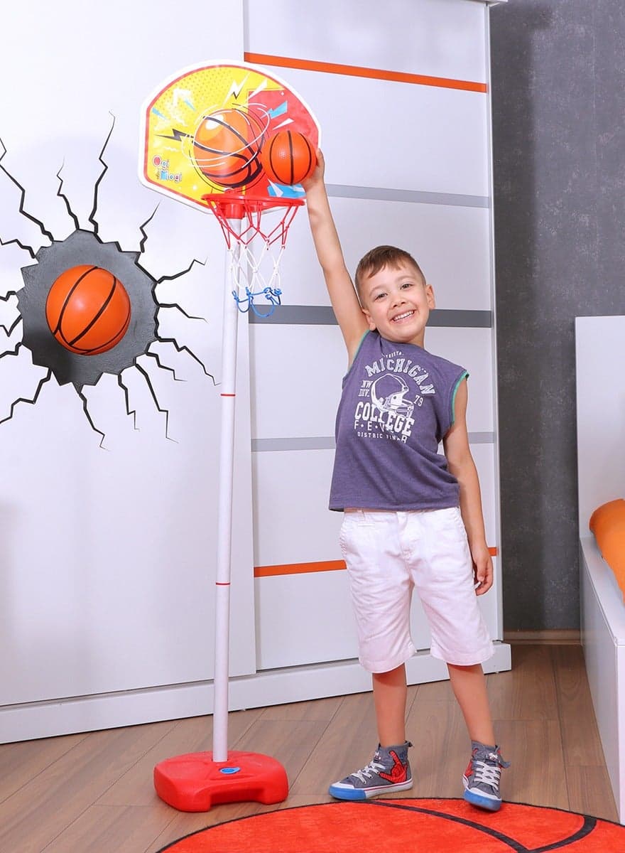 Kids Basketball Hoop Stand Set, Adjustable Height Pole 2.4 to 5 Ft, Portable Mini Indoor and Outdoor Basketball Set, Summer Sport Games