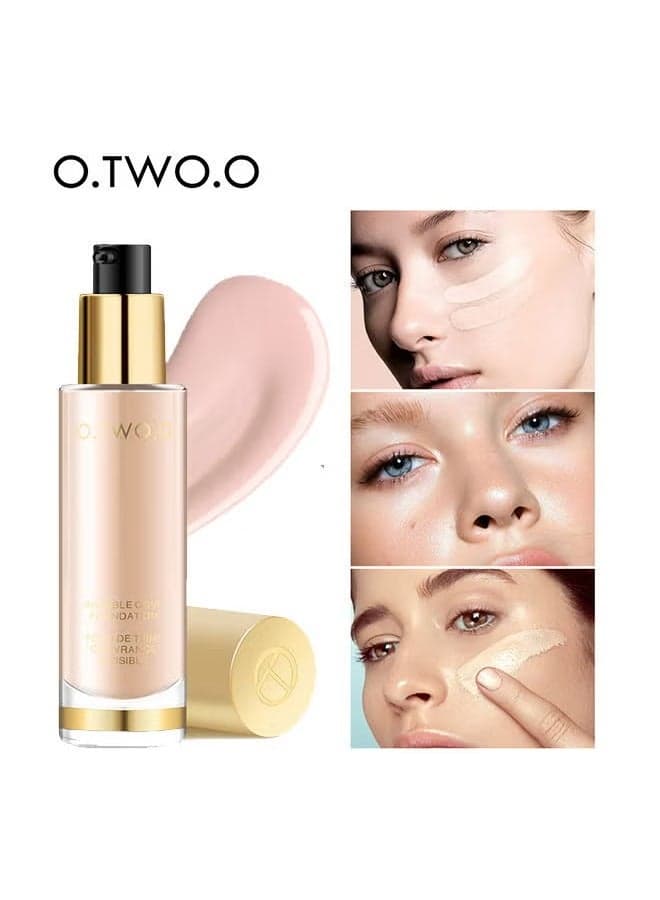 Full Coverage Liquid Foundation - Smoothing Makeup Base Concealer Foundation - Matte Wear Concealer Sun Block Cream - Minimizes Pores - Hides Wrinkles - Advanced Real Moisture Foundation(Natural white)