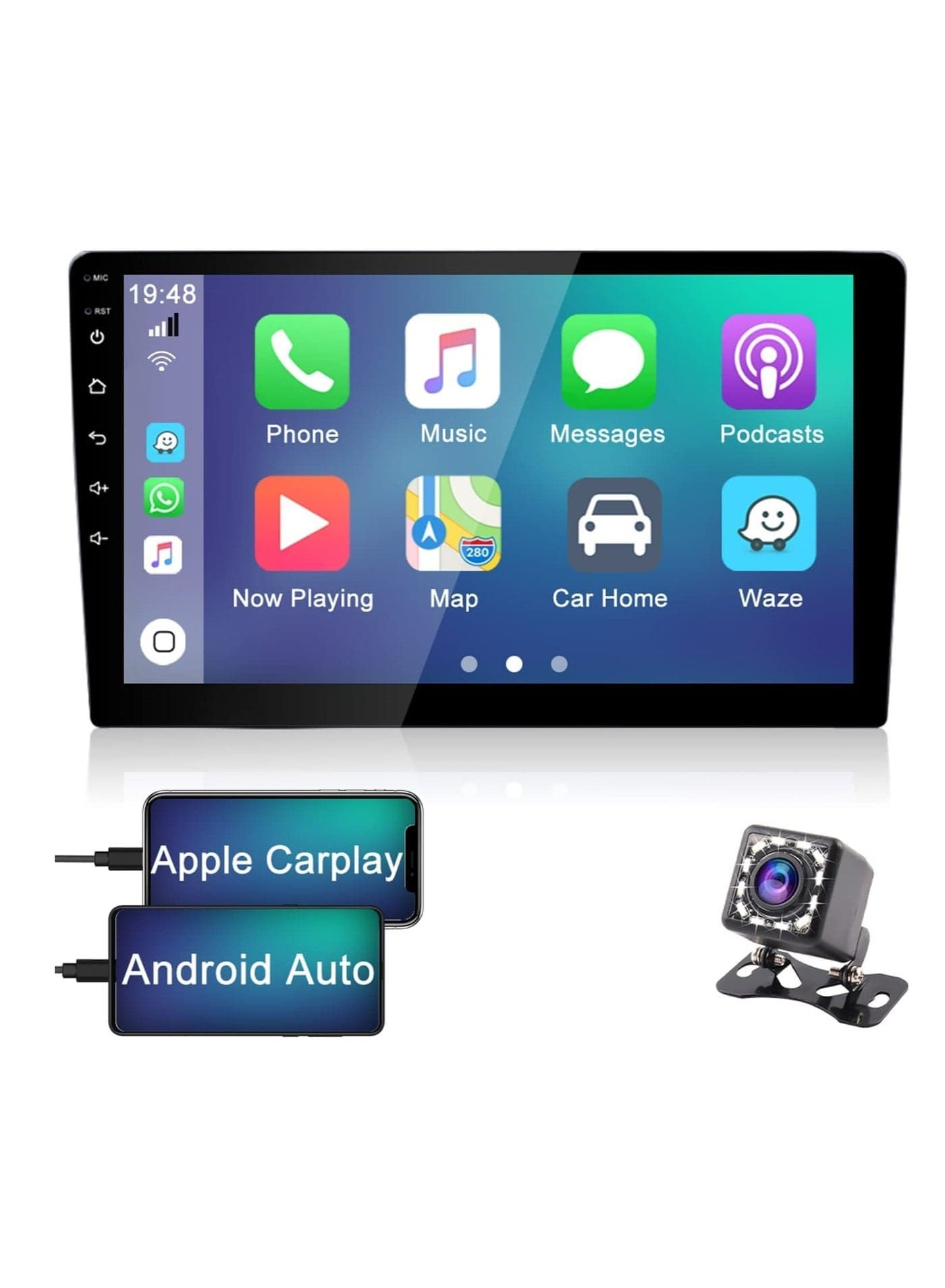 9 Inch Android Screen For Car 2GB RAM 32 GB Memory Support Apple Carplay Android Auto Full HD Touch Screen Display built In Bluetooth USB Radio WiFi Play Store Backup Camera included