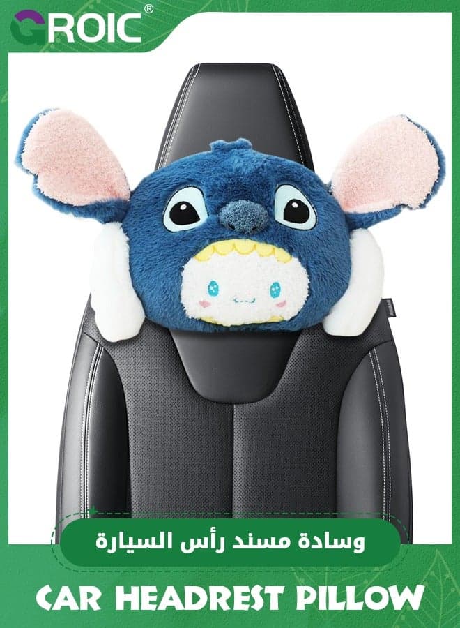 Cute Big Ear Car Headrest Pillow, Cartoon Neck Pillow for Car, Soft Car Seat Pillow, Head Rest Cushion, Plush Comfort Neck Cushions for Driving, Traveling