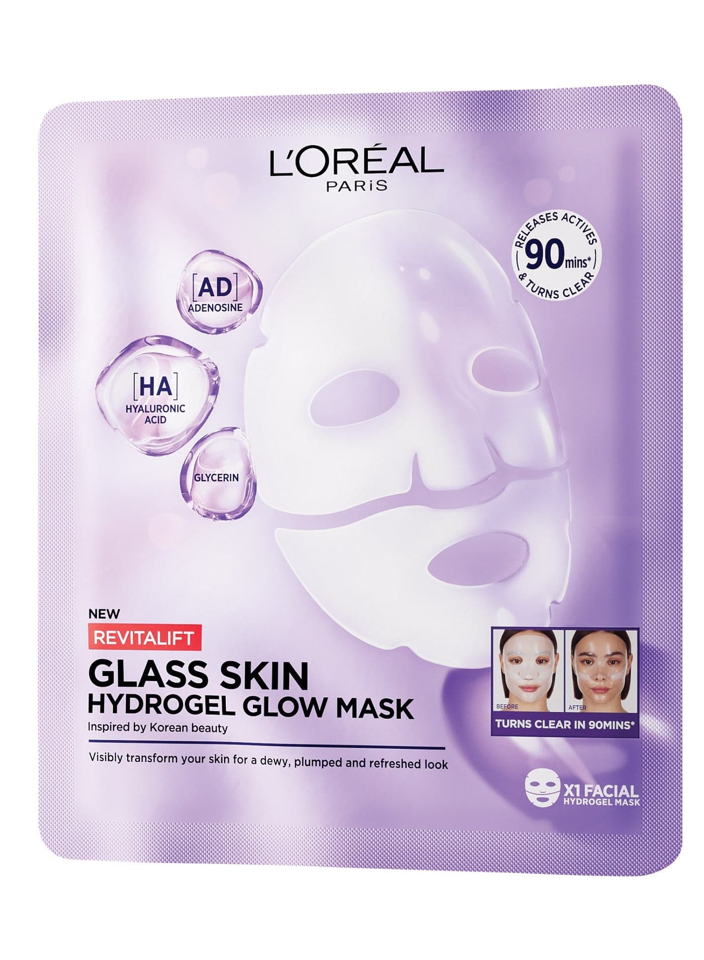 L’Oréal Paris Revitalift Hydrogel Glow Mask Glass Skin In Only 90 Minutes, 1pc