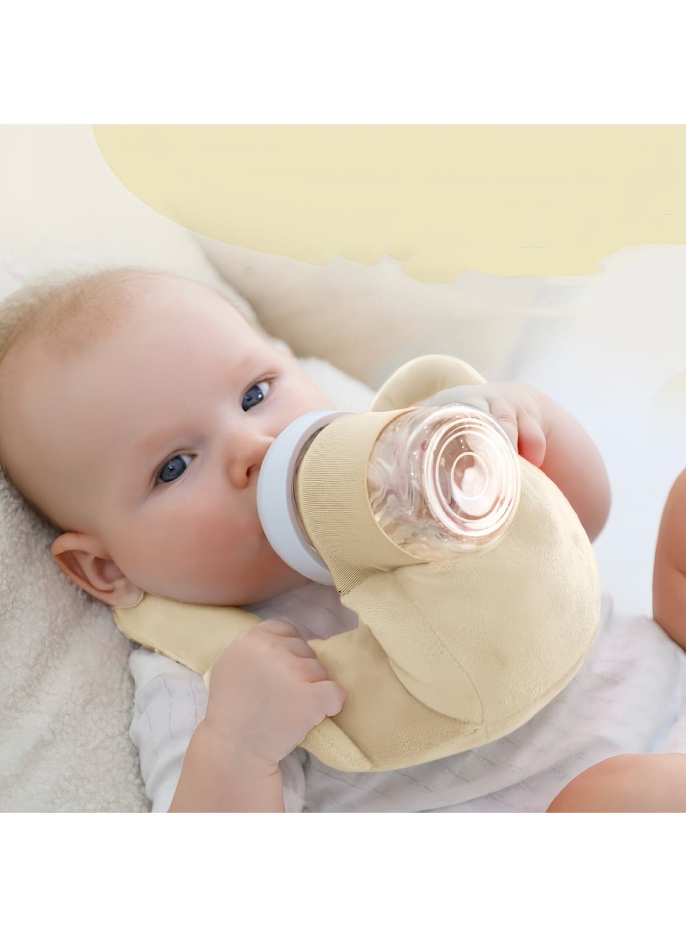 Baby Bottle Holder Hands Free, Adjustable Nursing Pillow Support, Baby Nursing Pillow, Self-Feeding Bottle Holder for Newborn, Newborn Essentials,Breast Feeding Pillow with Adjustable Waist Strap and Machine Washable, Beige