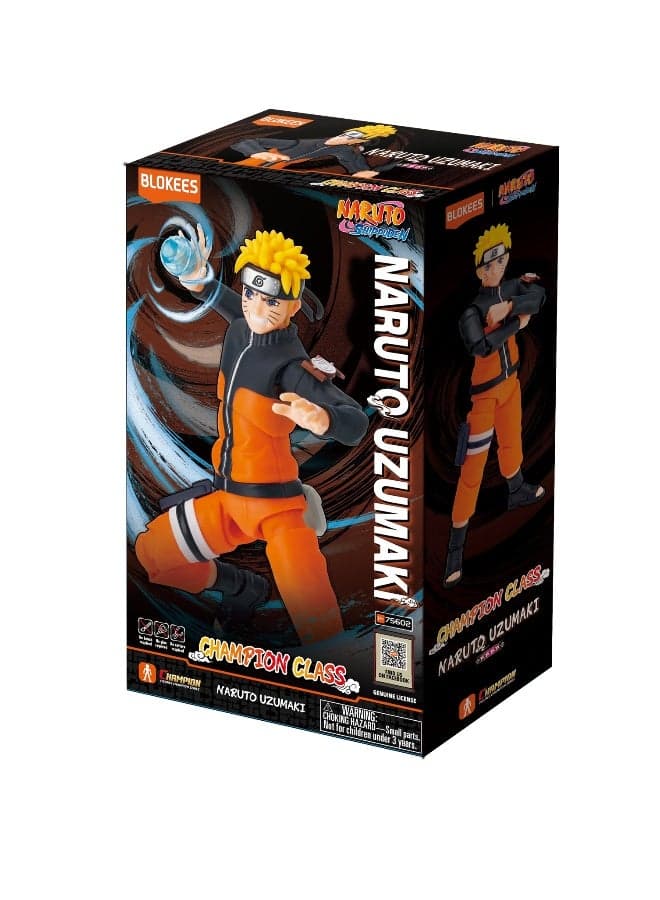 Blokees Naruto Uzumaki Model Kit | Buildable Poseable Anime Action Figure with Rasengan and Kunai | Snap Fit Collector Toy for Kids Age 14+ and Fans of Naruto Series