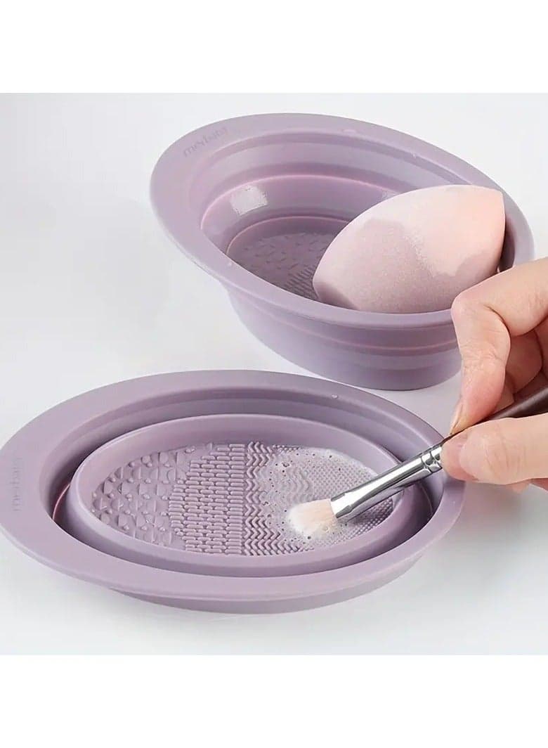 Portable Silicone Makeup Brush Cleaning Mat Easy to Clean and Concenient to Use - Purple