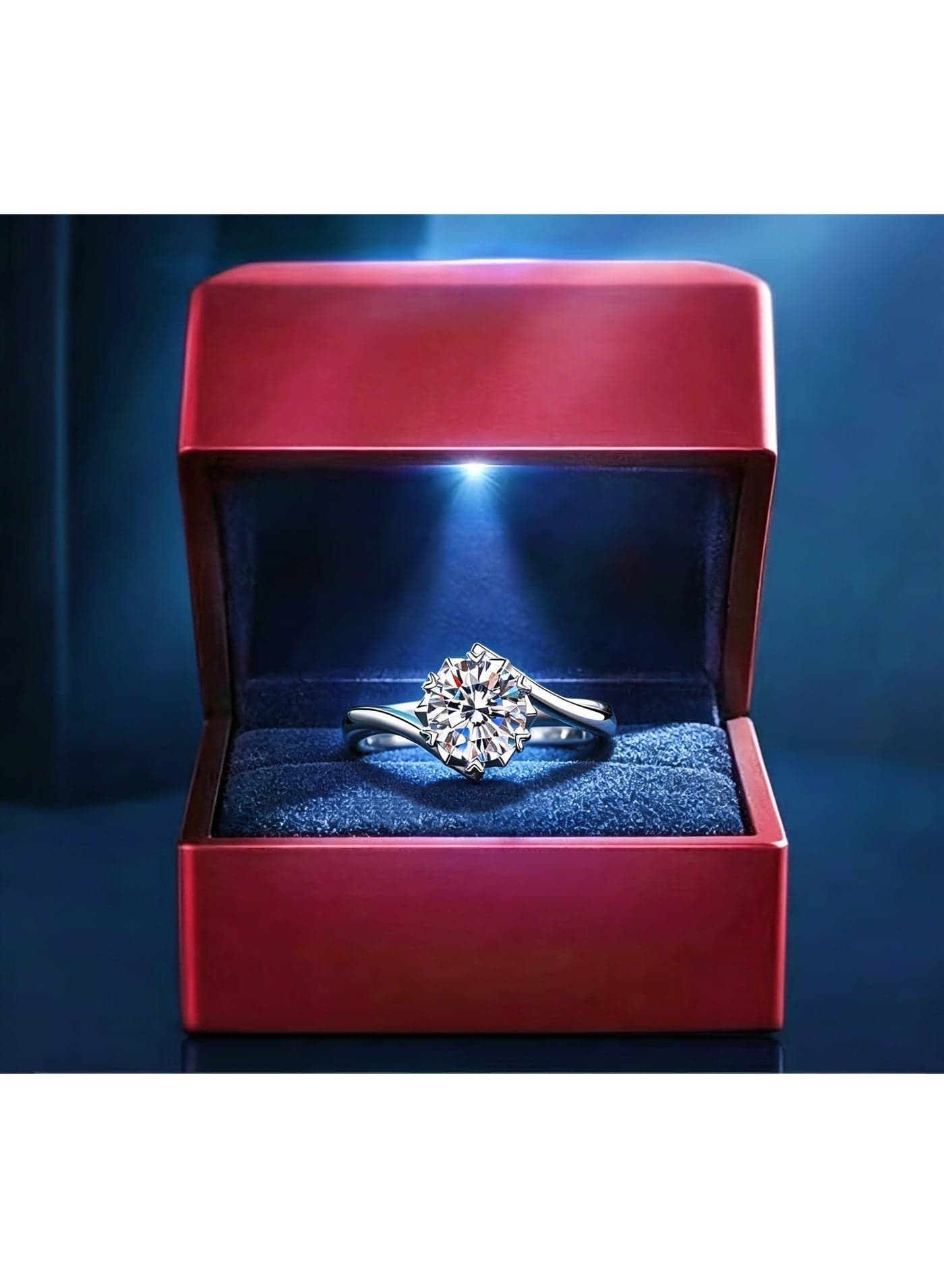 2 Carat Moissanite Ring wedding Ring , S925 Sterling Silver Platinum Plated with Lighting gift box packaging
