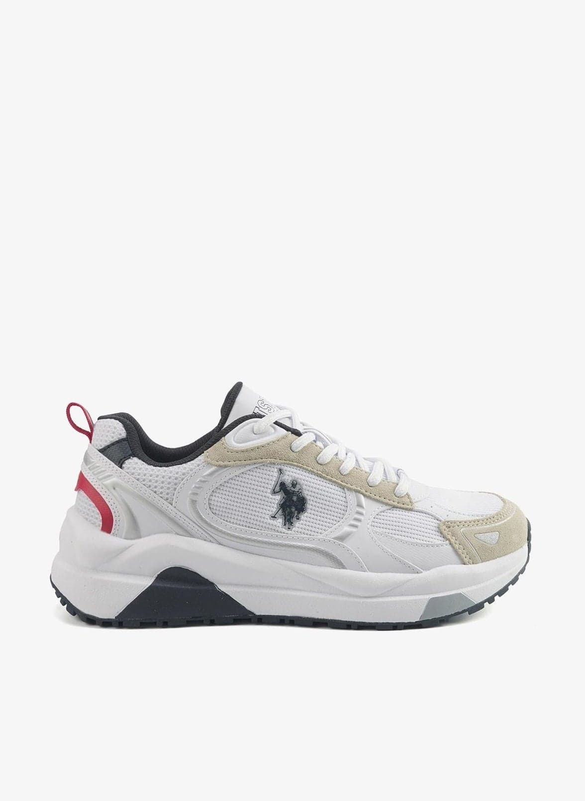 Men's White Low-Top Sneakers - Compression Cushioned Shoes with Iconic Design