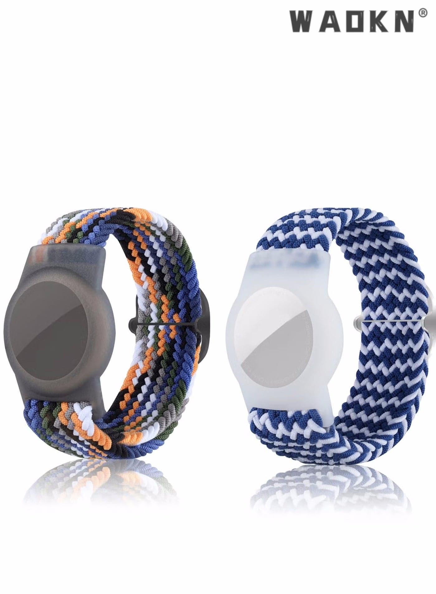 2 Pcs Kids Bracelet Strap Compatible with AirTag Kids Holder Woven Wrist Strap Nylon Adjustable Anti-Loss Airtag Strap for Kids Seniors(White Blue,Navy Blue)