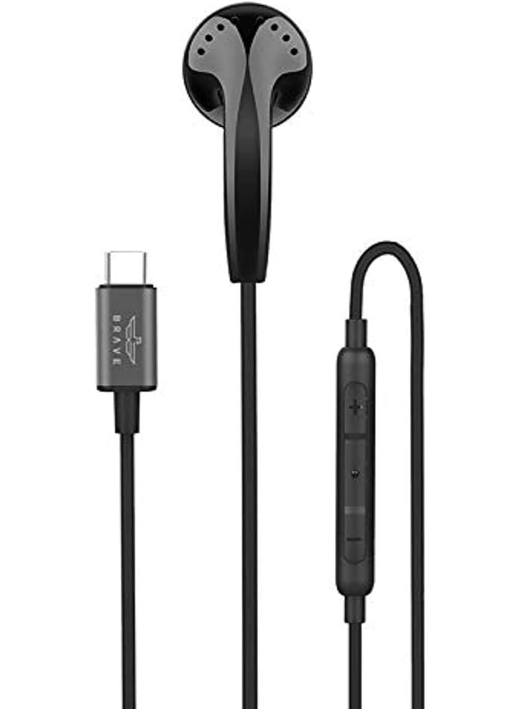 USB-C Mono Earphones with Built-in Microphone and Volume Control – Single Earphone, Crystal Clear Sound, Type-C Headphones Compatible with iPhone Air, iPhone 17 / 17 Pro / 17 Pro Max / 16 / 15 Series, Samsung Galaxy S25–S20, Note 20 / 10, iPad Pro 2018, MacBook – Black