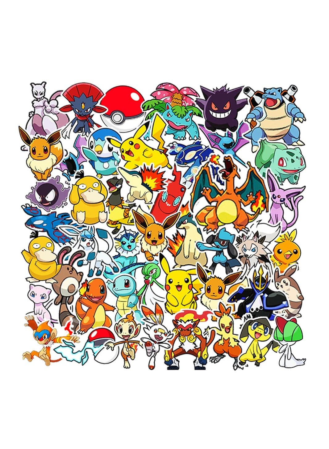50PCS Collectible Creature Stickers - Waterproof Cartoon Adventure Pack for Kids with Magic Balls & Elemental Beasts Design, Durable Vinyl Decals for Bikes/Laptops