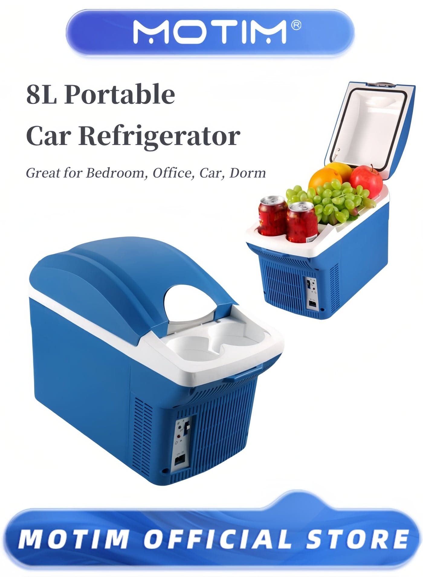 8L Mini Fridge Car Refrigerator Portable 12V/220V for Car and Home Use