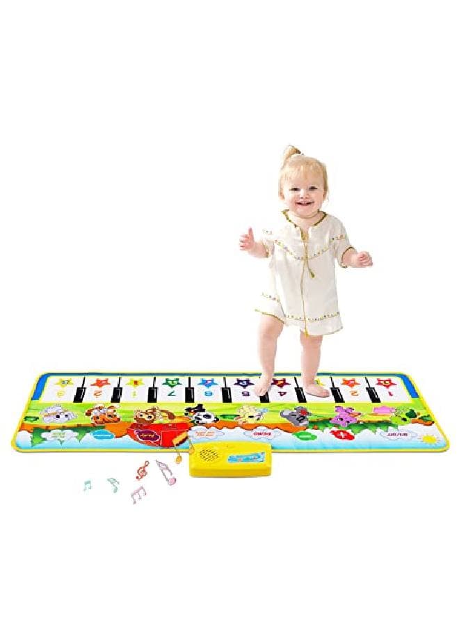 Piano Mat 39.5" X 14" Musical Mat 8 Instrument Sounds Piano Mat For Toddlers Touch Play Dancing Mat Toy For 1 2 3 Year Old Girls Boys Gifts