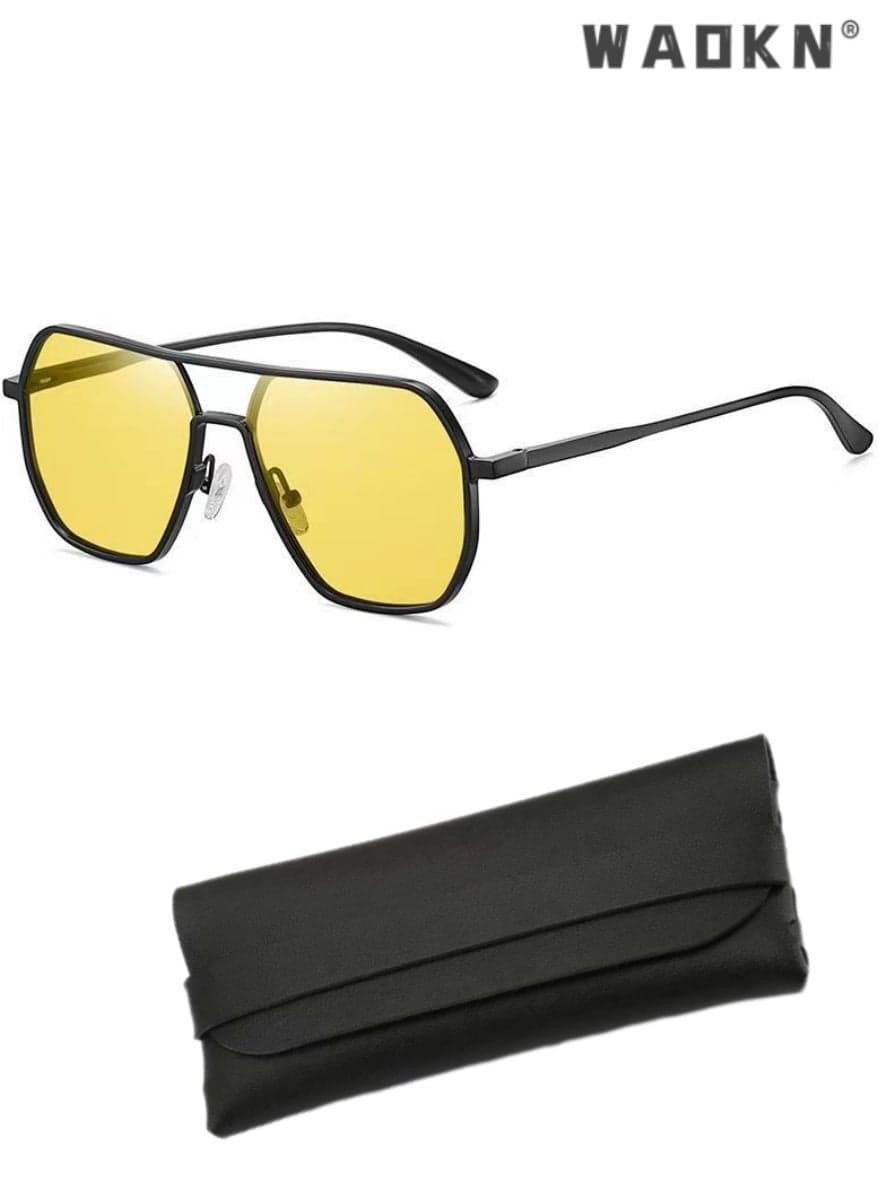 Men's Polarized Night Vision Glasses for Driving, UV400 Protection Sun Glasses with Aluminum Magnesium Alloy Frame, Sun Protection Sunglasses Suitable for Summer Outdoor Beach Travel Camping