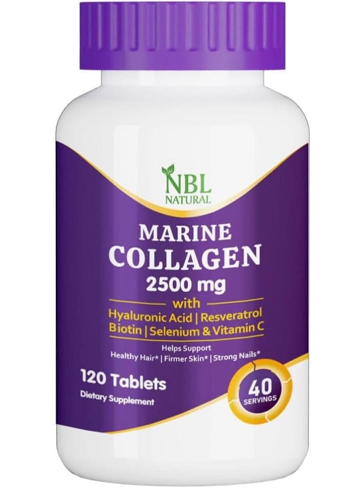 Hydrolysed Marine Collagen 2500 Mg With Hyaluronic Acid, Resveratrol, Biotin, Selenium And Vitamin C, 120 Tablets