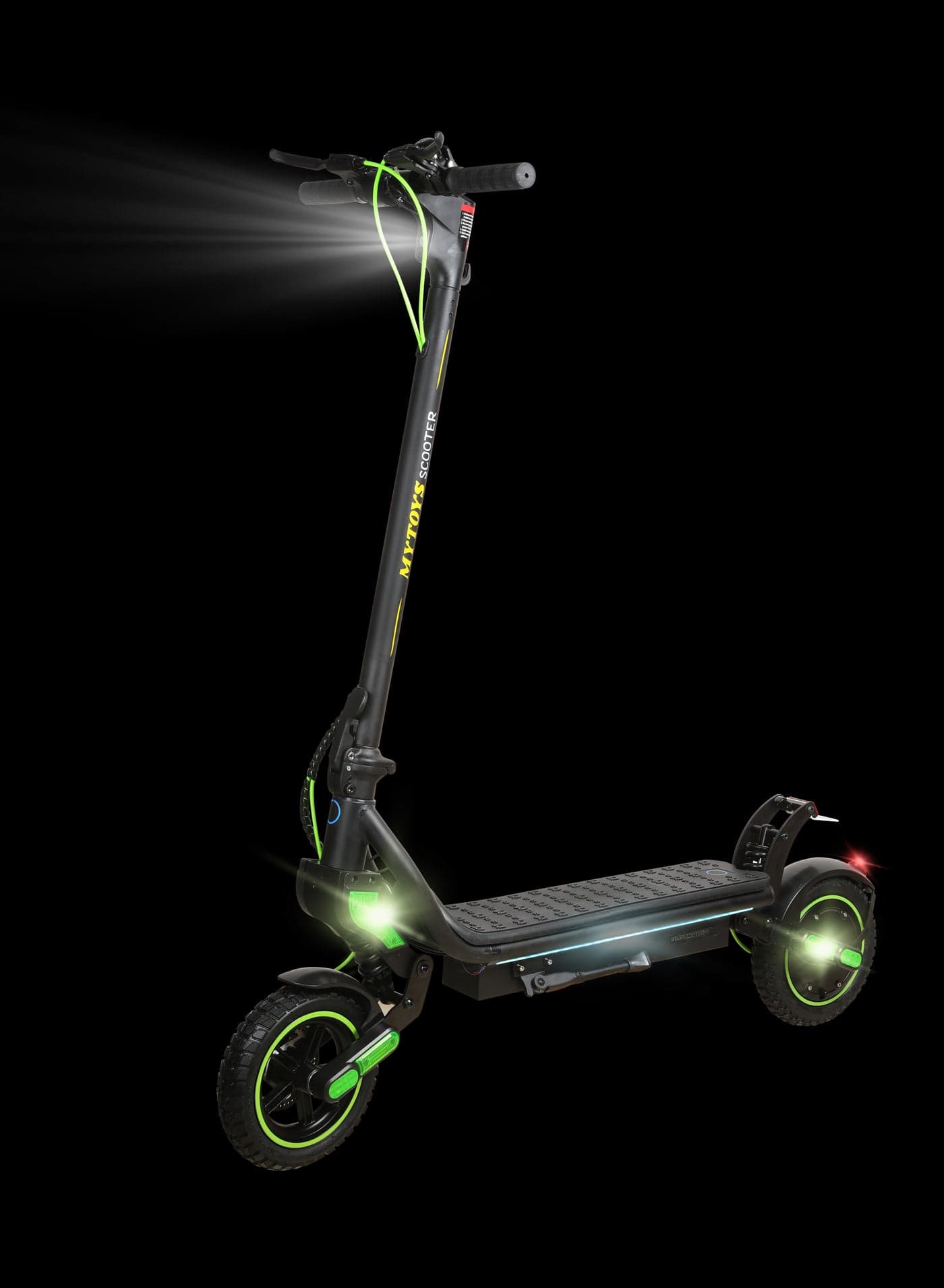 Mt650 2024 Model - Neon Green - Folding Electric Scooter - Brush Less Motor 350W - 12-18Km Range Battery 5.2Ah - Speed Up To 45Kmh With Front And Rear Suspension