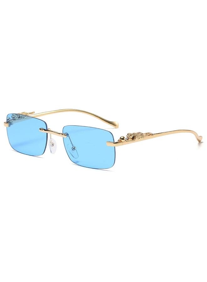 Vintage Rimless Rectangle Sunglasses, Stylish Cheetah Metal Head Sunglasses, Metal Rimless Square Sunglasses for Women and Men