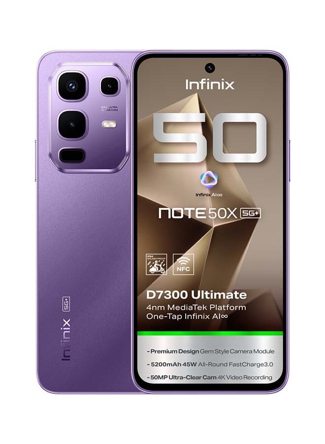 Note 50 X Dual SIM Enchanted Purple 16GB RAM 256GB 5G - Middle East Version