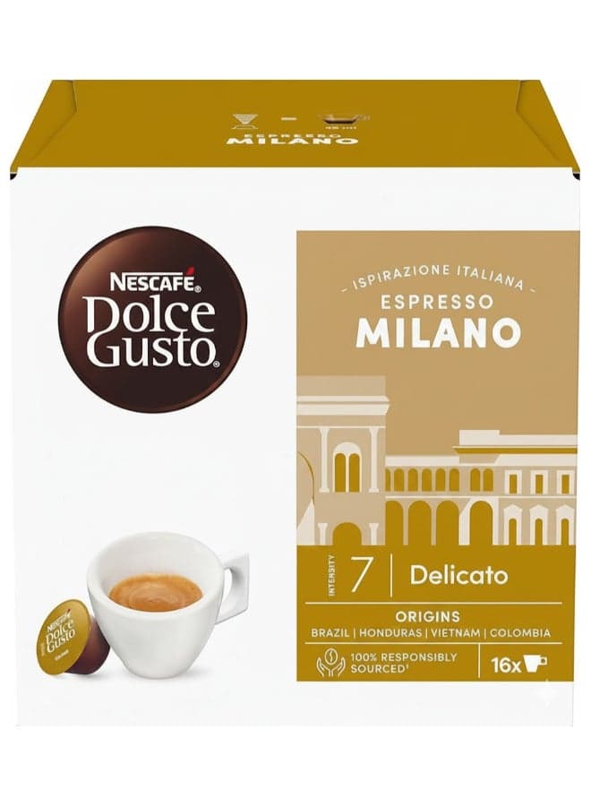 Dolce Gusto Espresso Milano Delicato 16 Coffee Capsules 99.2grams Single