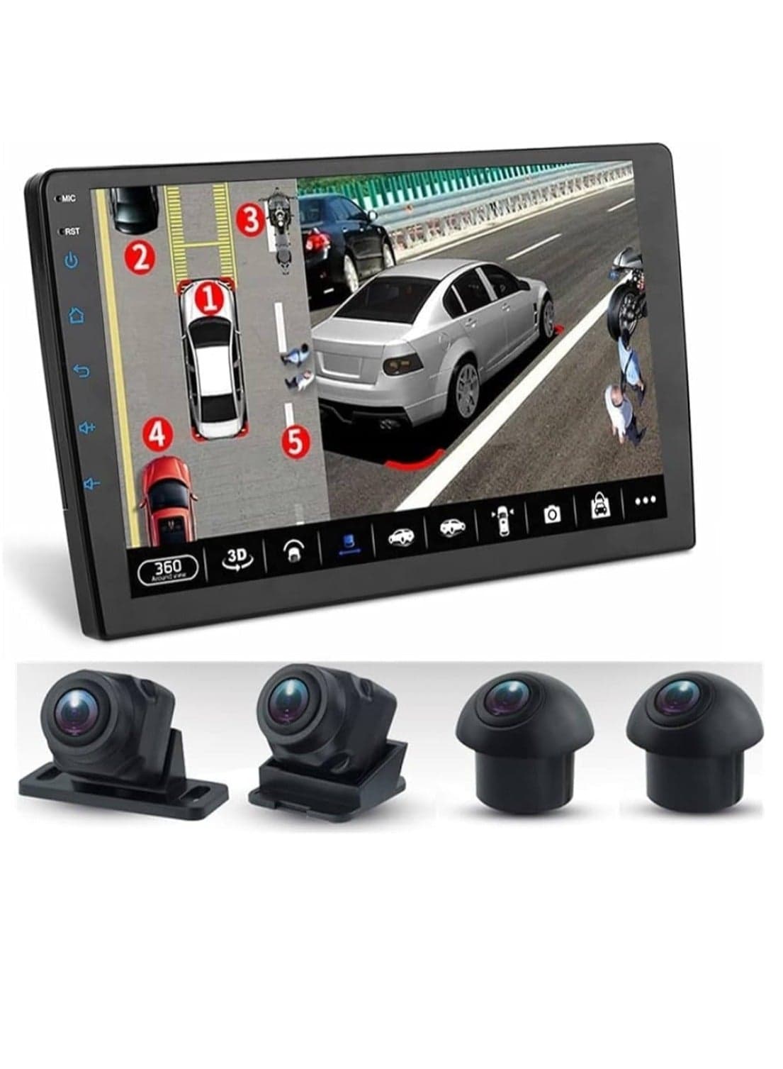 Car Stereo 9 Inch Android Car 4GB RAM With 360D Panoramic View Camera System AHD Support Apple Carplay Android Auto Wireless QLED Touch Screen DSP Fast Interface Quick Boot Bluetooth