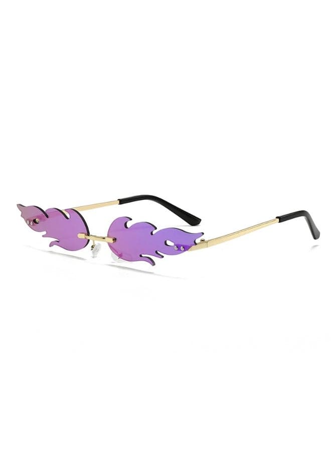 Unisex Flame Rimless Sunglasses UV400 Metal Frame Fashion Trendy Party Street Style Eyewear