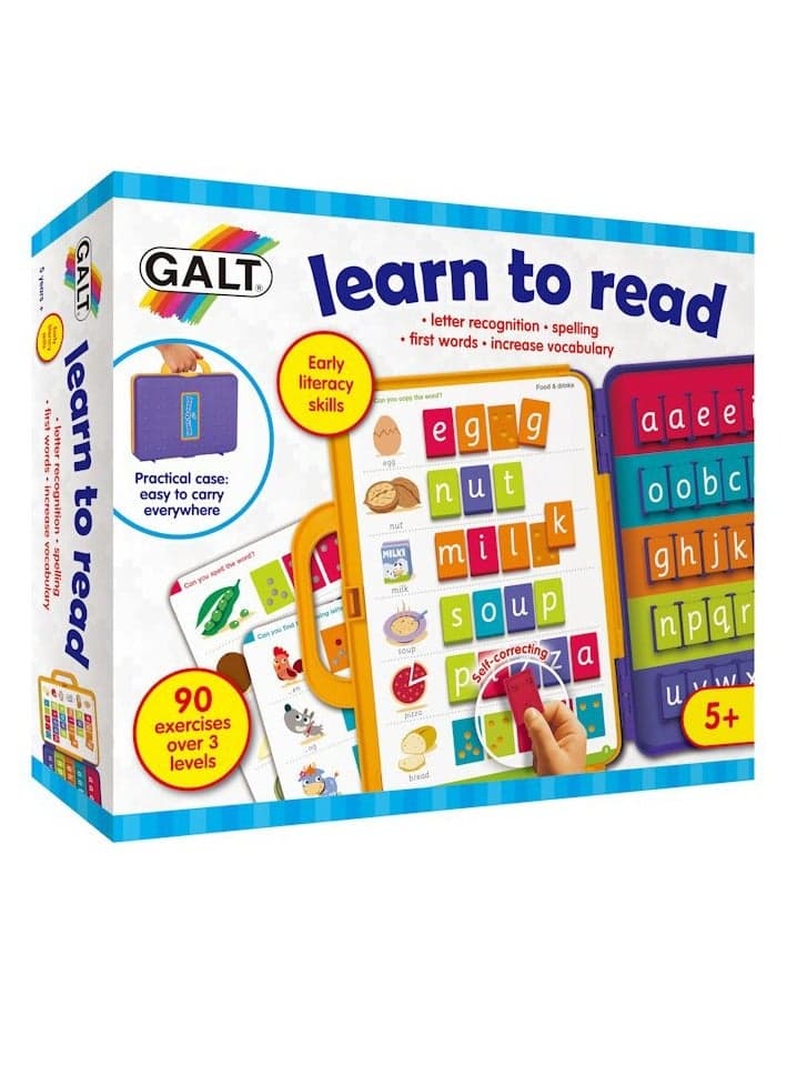 Learn to Read Set | 90 Colorful Letter Blocks | 15 Reading Exercise Cards | Self-Correcting Tiles | Fun Literacy Skills | Travel-Friendly Storage | 4-7 Years | Dimensions: 30x25x8 CM