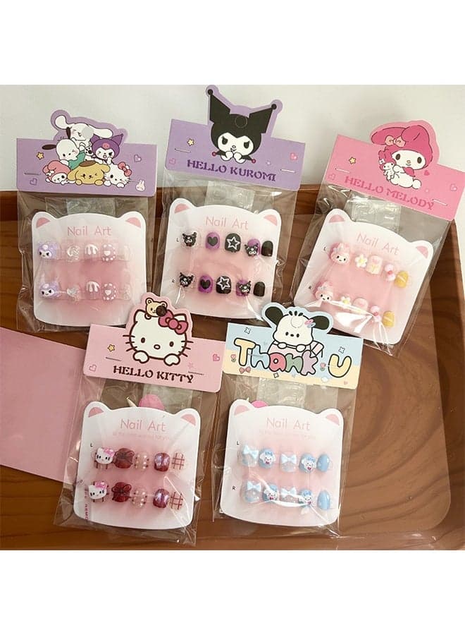 False Nail Set, Kids Press on Nails Grils, Kids Makeup Toys, Self Adhesive Nails, Multicolour