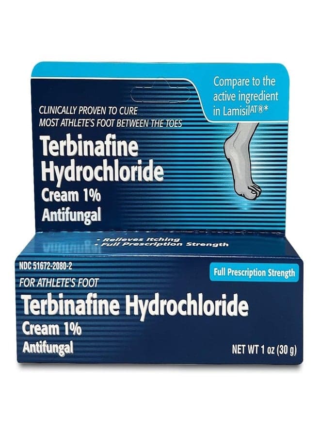 Taro Terbinafine Hydrochloride antifungal Cream 1% - Athletes Foot Cream Extra Strength, relieves itching & Burning, Cures Most Athlete's Foot, Jock Itch & Ringworm 1 oz