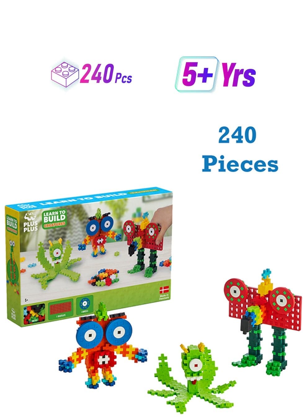 Learn to Build Set, Mini Interlocking Building Blocks, 3D Puzzle Stem & Art Kit Playset - Creatures, 240 Pieces