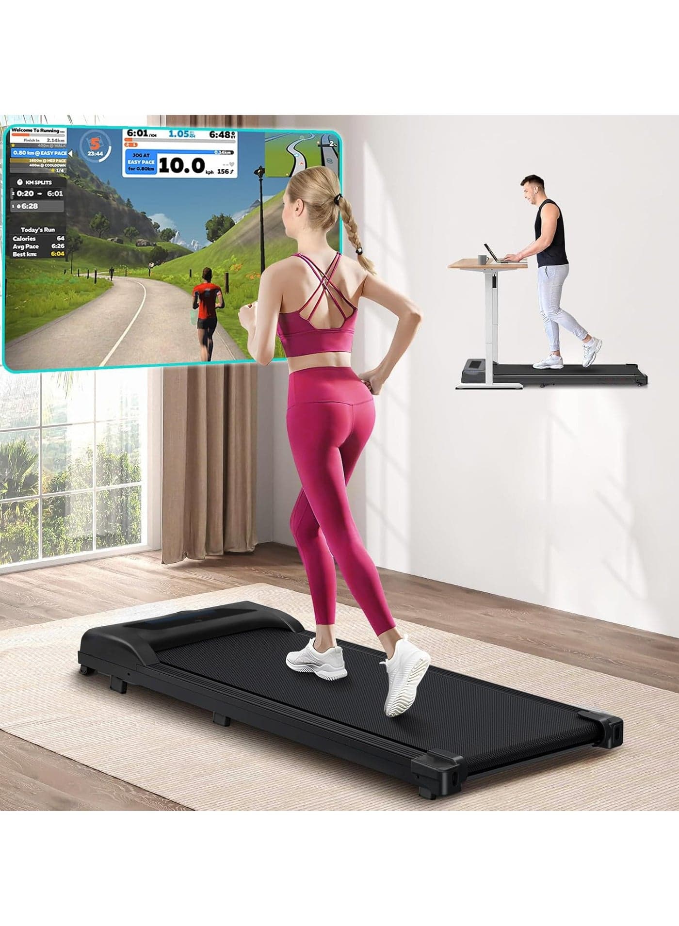 Upgraded Walking Pad Treadmill, Smart Walking Pad, Quiet Under Desk Treadmill for Home Use, Remote Control & App-Enabled, No Assembly Required, Fitness Data Recording