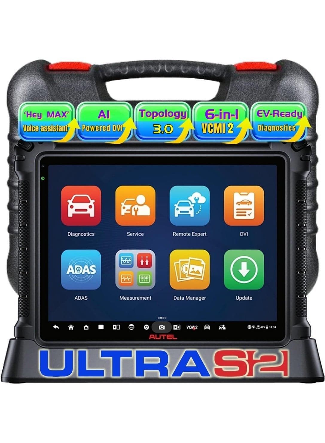 Autel MaxiSYS Ultra S2 OBD2 Scanner, 2025 New Diagnostic with AI, Upgraded MS Ultra, 6-in-1 VCMI2, Topology 3.0, EV Tests, WiFi 6, 48+ Services, Motor Truspeed Repair, Multi-Point DVI, ECU Programming