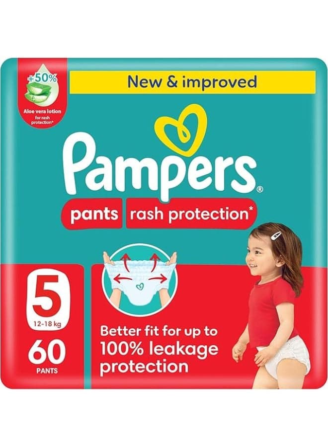 Pants Baby Diapers, Size 5, Junior, 12-18kg, Giant Pack, 60 Pants