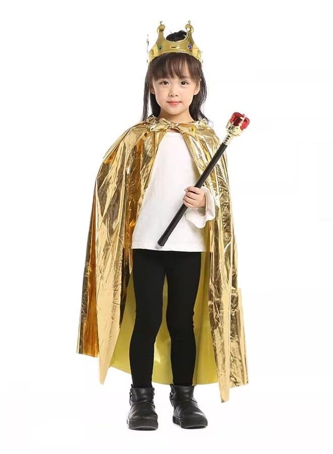 Kids King Costume Set, King Crown, King Cape, Sceptre, Royal King Costume for Boys & Girls - Fancy Dress Halloween Costume for Kids, Kids Costume Pretend Play Cosplay Costume Set
