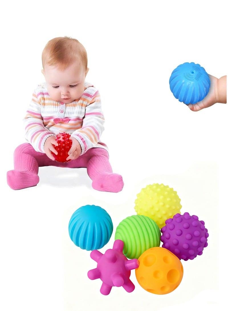 Baby Sensory Ball 6pcs Textured Multi Ball Set Massage Balls Squeezy and Bouncy Fidget Toys Montessori Toys for Toddlers Kids