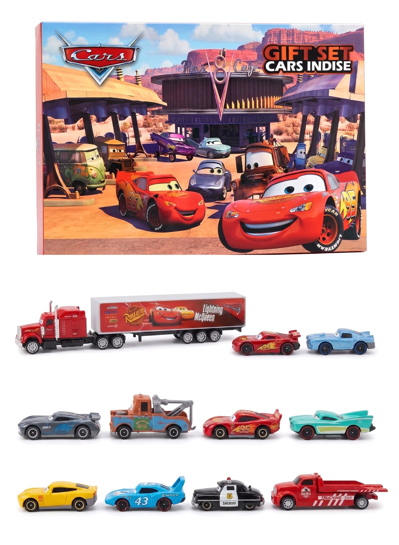 Disney Pixar Cars Ultimate Toy Car Gift Set 11 Pcs Car Collection – Includes Mack Hauler Truck, Lightning McQueen, Mater & Diecast Vehicles | Premium Metal Toy Cars Box Set with Gift Bag & Trolley | Best Birthday, Eid & Holiday Gift for Boys & Kids