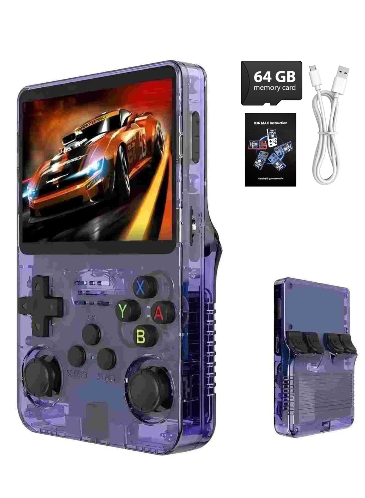 R36S Handheld Game Console, 3.5 Inch IPS Screen Open Source Linux System R36S Game Console, 64G TF Card 10+ Emulator Consola R36S with dual 3D joysticks for boys and girls