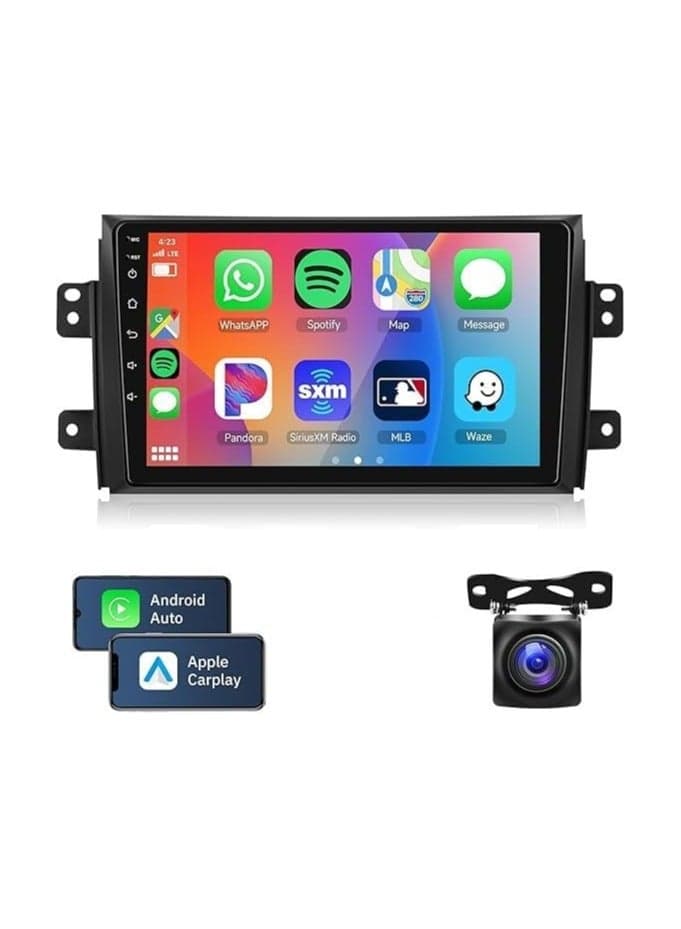 Android Car Stereo for Suzuki SX4 2006-2013 6GB RAM 128GB ROM Support SIM Card, Carplay, Mirror Link Wi-Fi BT, Radio GPS Navigation, 9 Inch IPS Touch Screen with AHD Camera Included