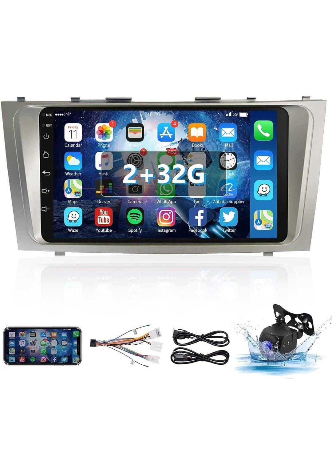 Android Car Stereo For Toyota Camry 2006 2007 2008 2009 2010 2011 2GB RAM 32GB ROM With Support Apple Carplay, 9 Inch IPS Touch Screen with Backup Camera Included 2GB 32GB With Apple Carplay