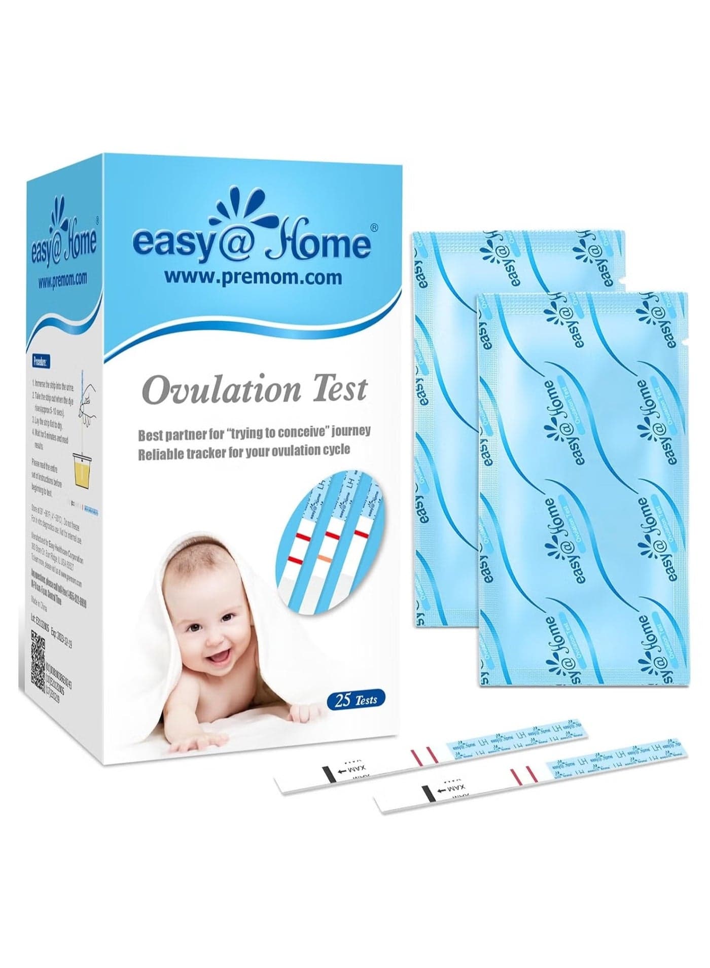 Easy@Home Ovulation Test Strips, 25 Pack Fertility Tests, Ovulation Predictor Kit