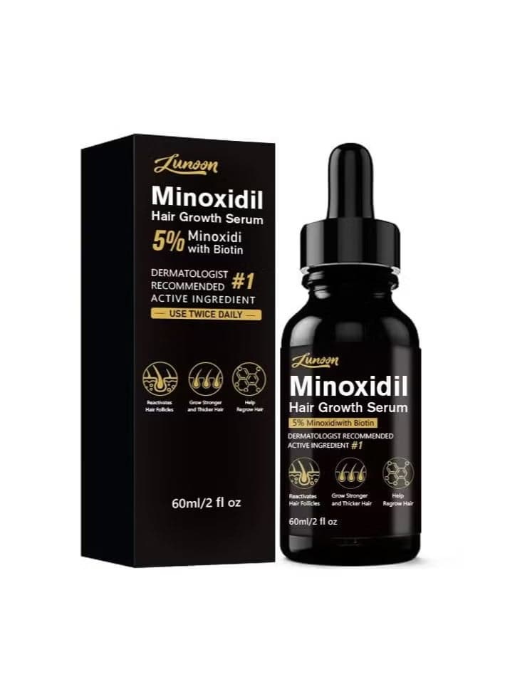 5% Minoxidil Hair Growth Serum for Men With Biotin & Panthenol, Men Beard Growth with Biotin and Minoxidil Extract Serum for Hair Loss, Thinning and Faster Regrowth Treatment