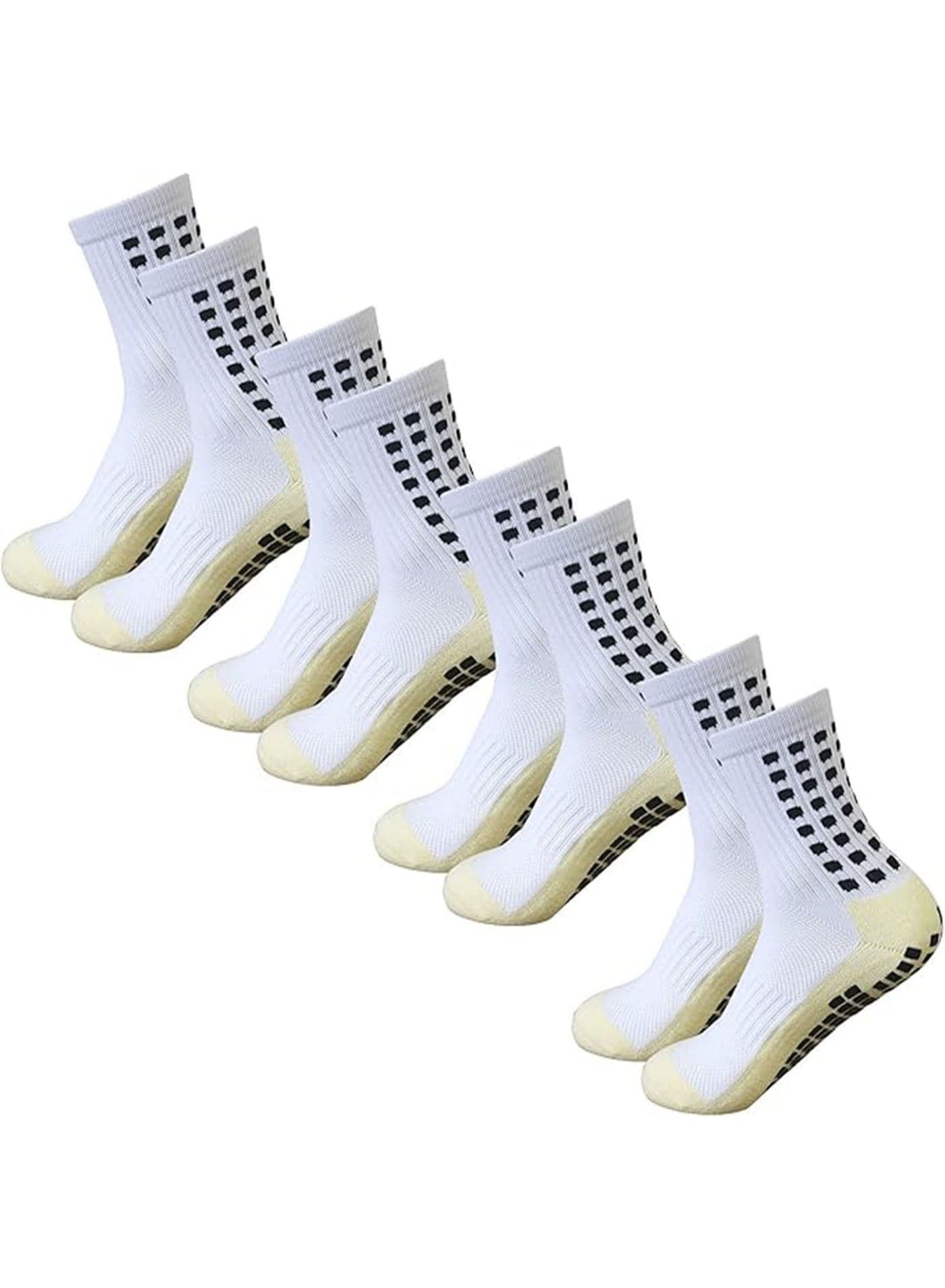 4 Pairs Grip Soccer Socks Anti Slip Non Slip Men's Athletic Socks for Football Basketball Sports