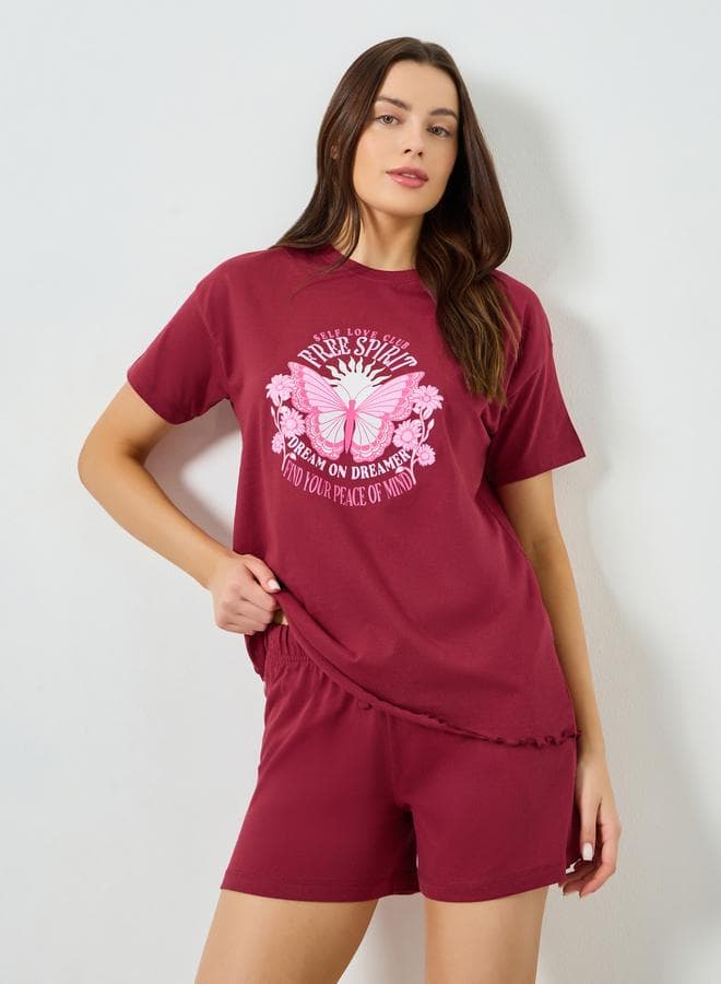 Self Love Butterfly Print Top and Shorts Set